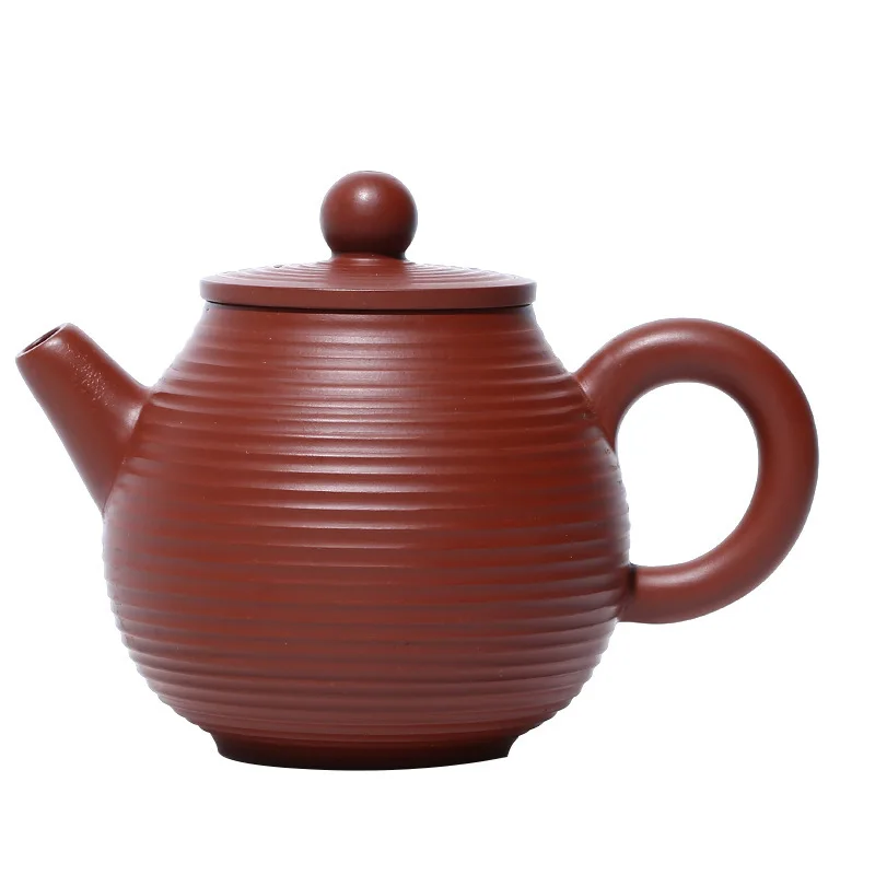 

Yixing Raw Ore Dark-red Enameled Pottery Teapot Thread Palace Lantern Raw Ore Bright Red Robe Manual Teapot Careful Gift Box