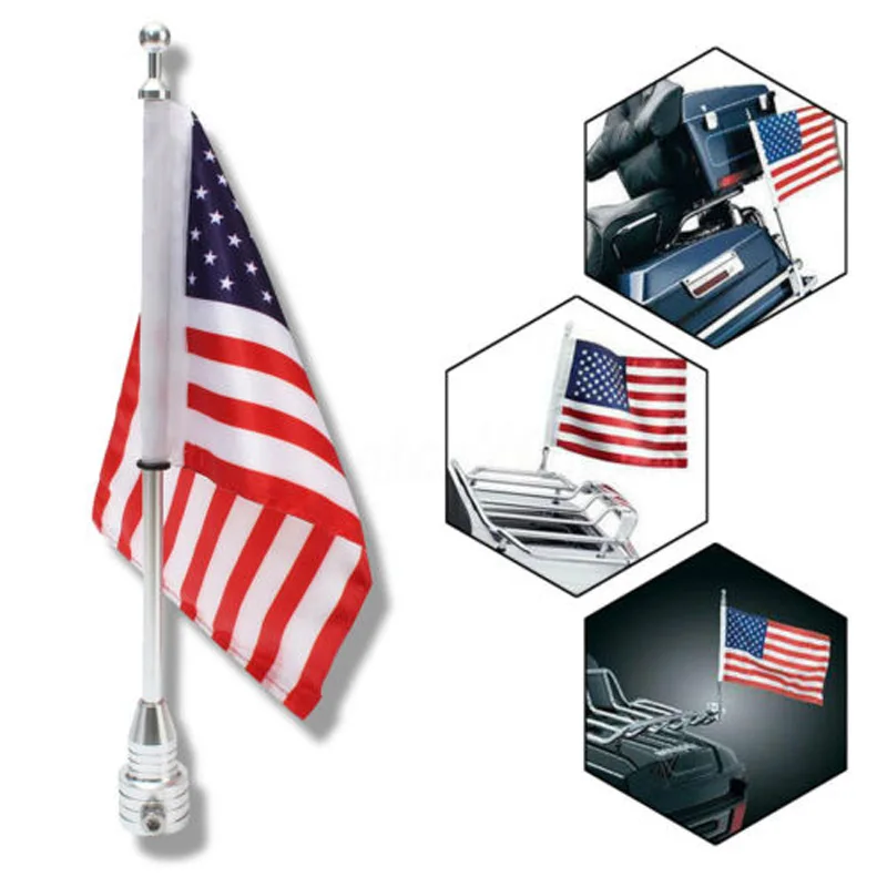 

Motorcycle USA America Flag Rear Side Mount Luggage Rack Vertical Flag Pole Mount Luggage Pole Mount Flag Motorbike Accessories