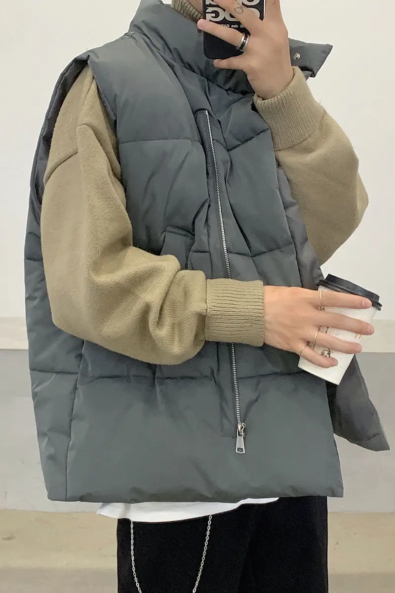

2020 Winter New Youth Popular Korean Version Loose Large Size Solid Color Cotton-padded Jacket Fashion Casual All-match Vest