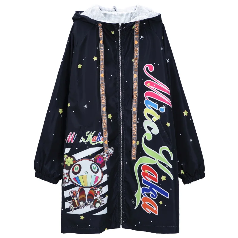 2020 осеннее шикарное пальто с модным мультяшным принтом женские