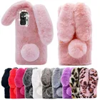 Милый плюшевый чехол с кроличьими ушками для Xiaomi Mi Redmi Note 10 Pro 10S 9 9S 9T 8 7 6 5 5A 4 4X Pro Max, блестящий бриллиантовый чехол для телефона