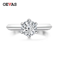 oevas sparkling 2 carats real moissanite wedding rings for women 18k white gold color 100 925 sterling silver fine jewelry gift