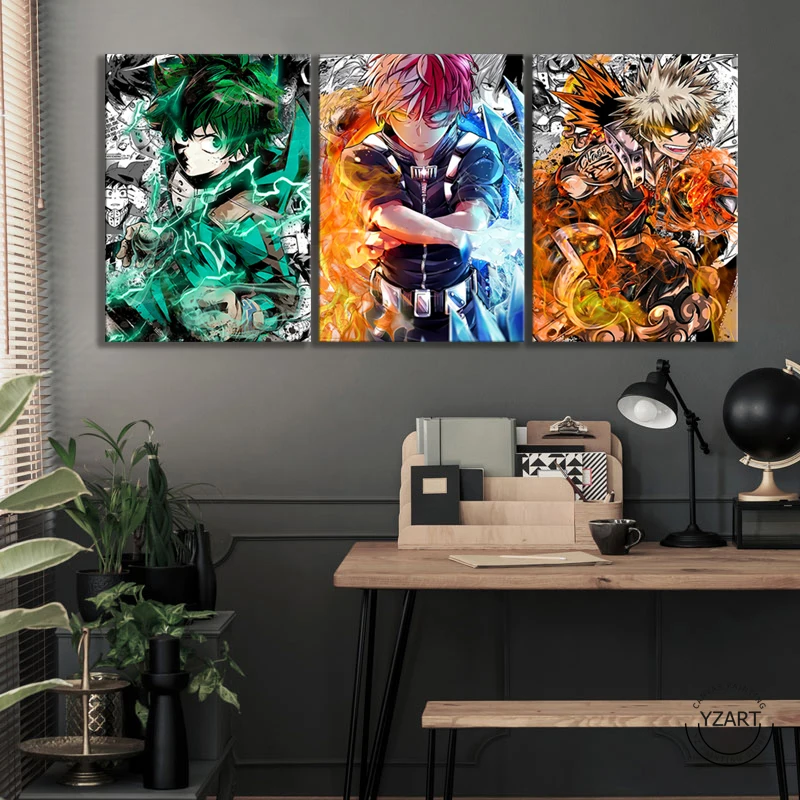 3 шт. IZUKU & KATSUKI и SHOUTO мой герой Академии аниме плакат комиксов художественная