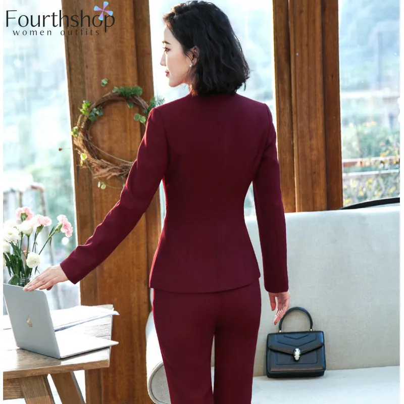 Костюм брючный женский деловой Униформа костюм с блейзером для офиса и работы