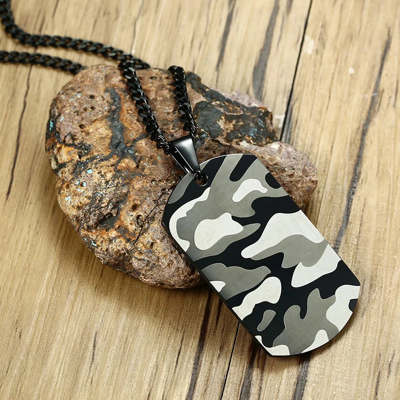 Мужской кулон kemstone черный Камуфляжный из нержавеющей стали в стиле милитари