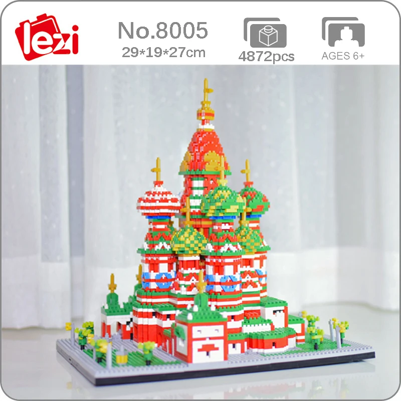 

Lezi 8005 World Architecture Saint Basil's Cathedral Church 3D DIY Mini Diamond Blocks Bricks Building Toy for Children no Box