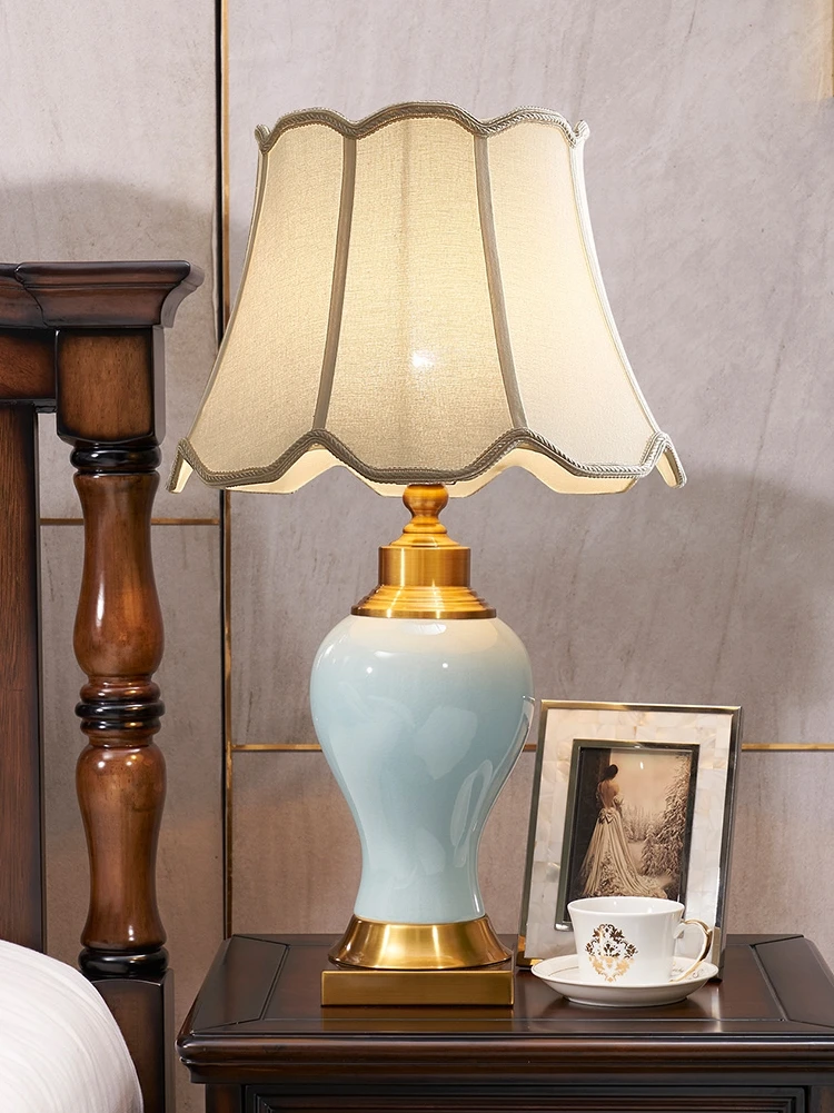 Зеленая Керамическая Настольная лампа в американском стиле домашний декор для