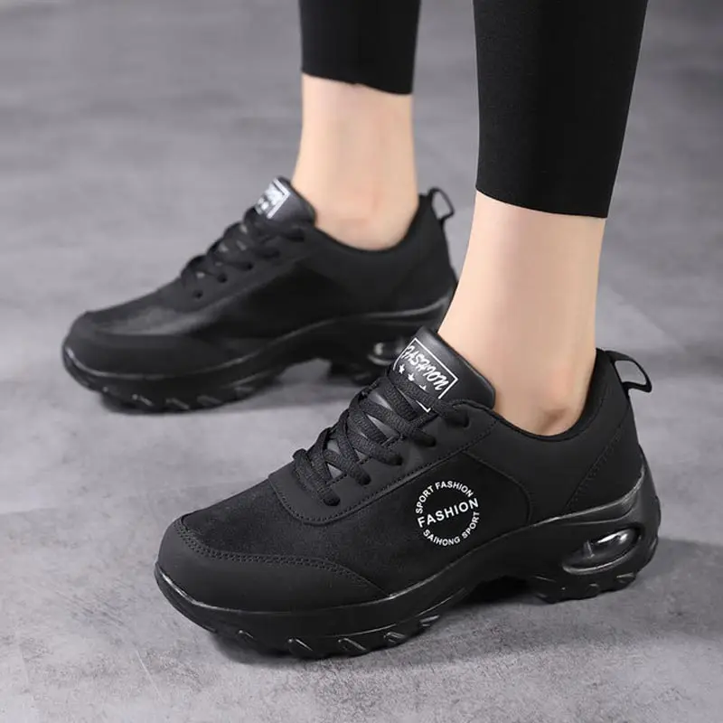 

Leather sneakers women shoes 2022 fashion non-slip air cushion running shoes women soft solid color travel shoes