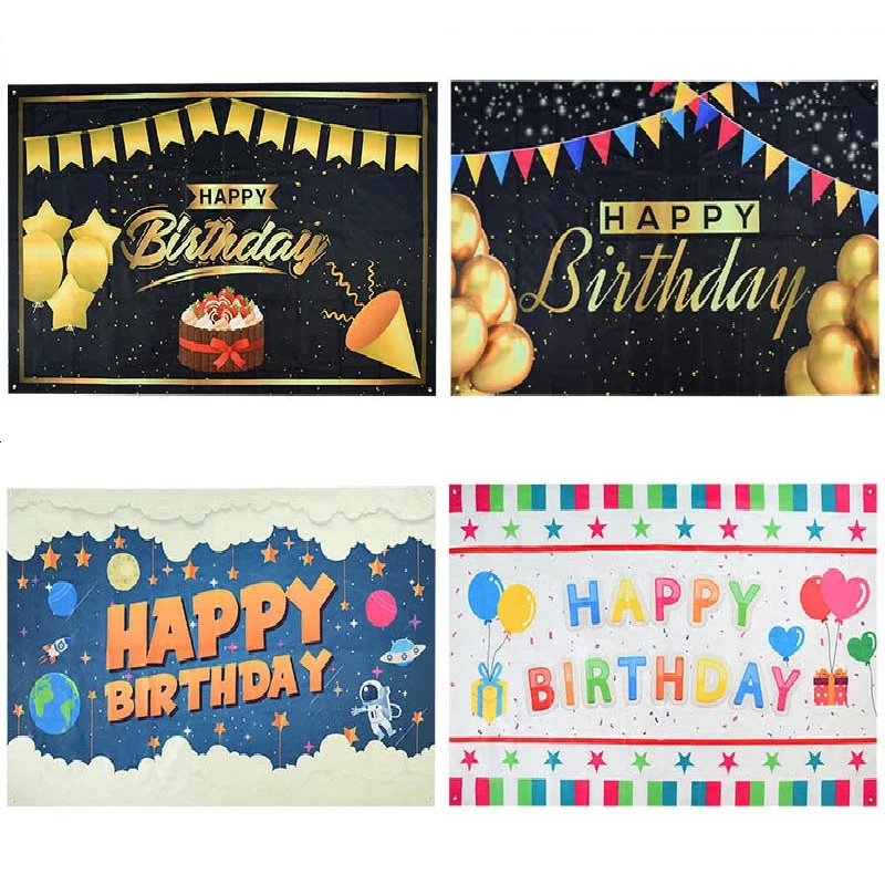 

1Pc Polyester Colorful Happy Birthday Printing Hanging Background Silk Rope DIY Birthday Baby Shower Home Decor Hanging Supplies