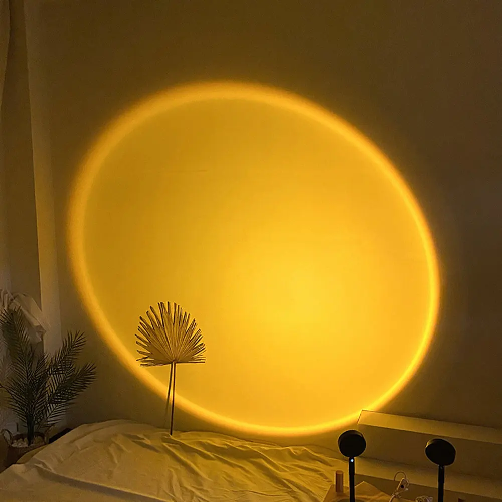 

2021 USB Button Rainbow Sunset Projector Atmosphere Led Night Light Home Coffe shop Background Wall Decoration Colorful Lamp