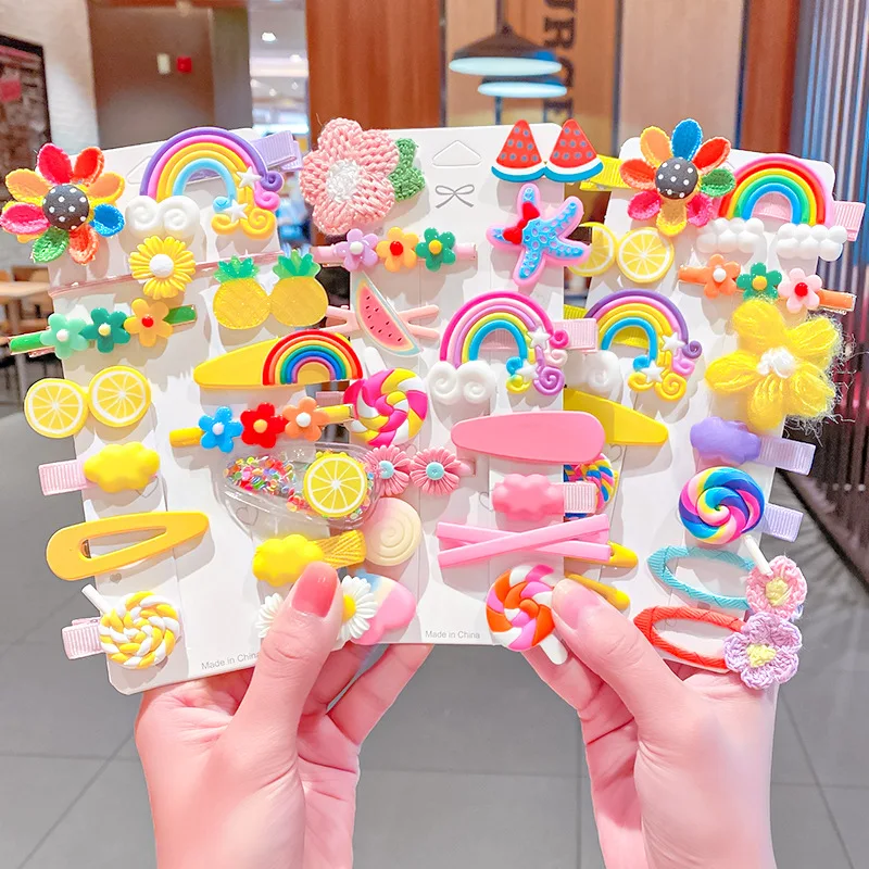 

14PCS/Set New Girls Cute Colorful Cartoon Flower Hairpins Kids Sweet Hair Clips Barrettes Headband Fashion Hair Accessories