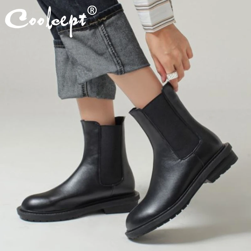 

Женские ботильоны Coolcept в стиле пэчворк, на плоской подошве, женские зимние осенние ботинки, модные крутые короткие ботинки, женская обувь, Р...