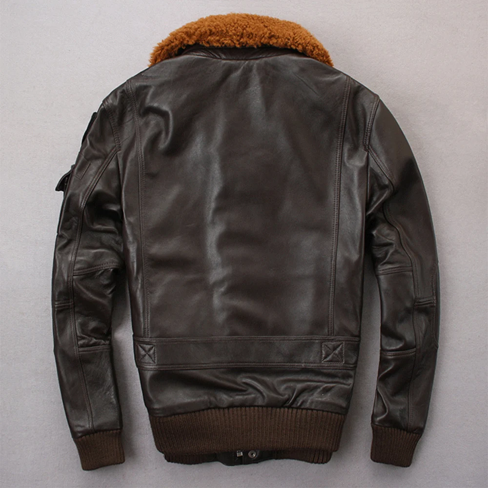 

Men Leather Jacket 100% Sheepskin Soft Military Pilot Jackets Air Force Flight Jacket Black Brown Male Coat Autumn M520