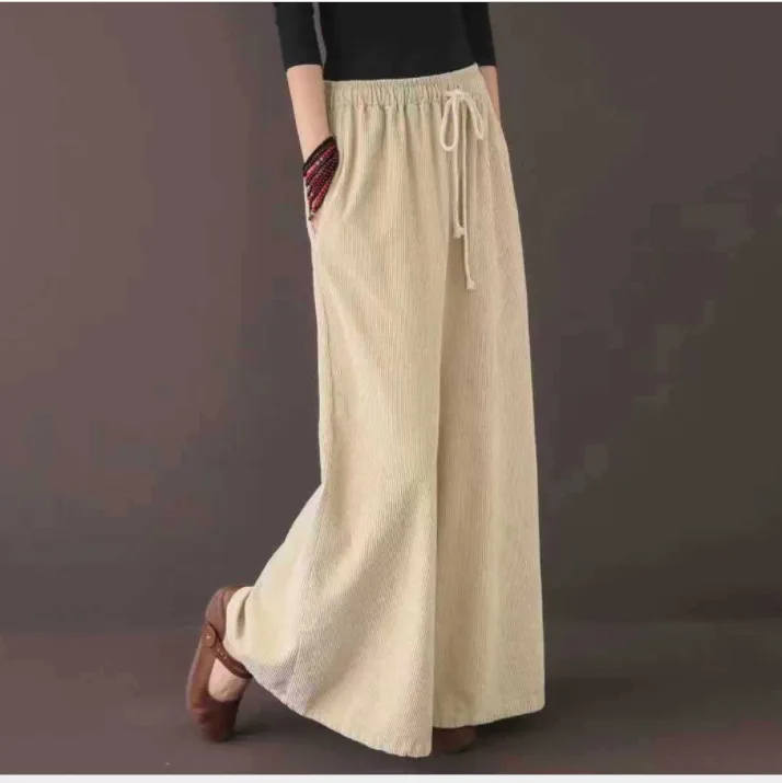 Весна Осень 2020 женские брюки большого размера свободные вельветовые Новая