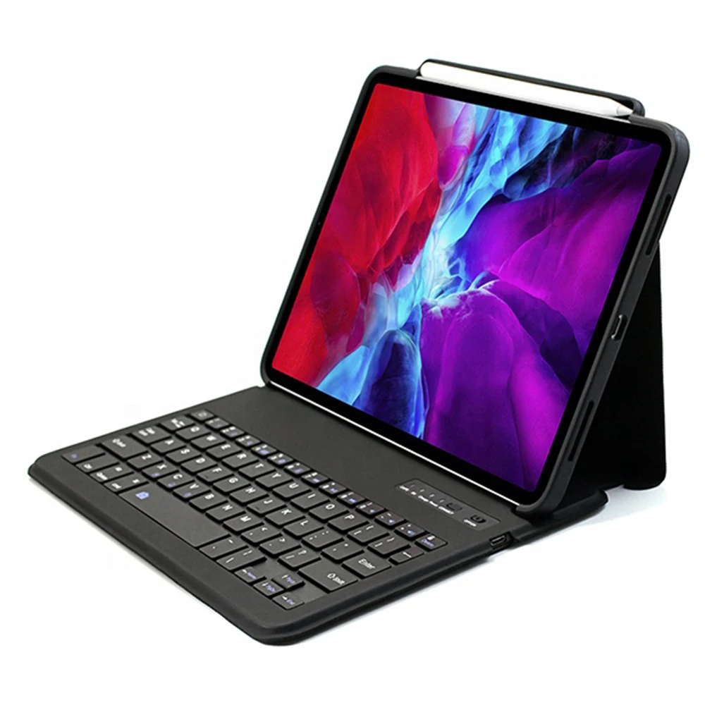 

Смарт-чехол с Bluetooth клавиатурой для iPad Pro 11/12.9 2020 Авто спящий/Пробуждение PU кожаный защитный флип-чехол для Apple iPad Pro 2020