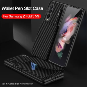 For Samsung Galaxy Z Fold 3 5G Case Multifunction Wallet Flip Cover S Pen Holder Slot Phone Case Capa for Samsung Z Fold 3 Fold3