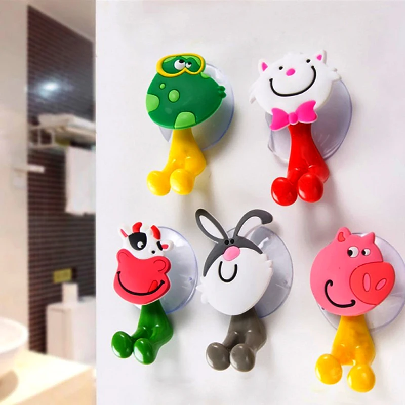 Cute Cartoon Animal Home Toothbrush Holder Wall Mounted Tooth brush Storage Rack With Suction Cup Bathroom Organizer | Дом и сад