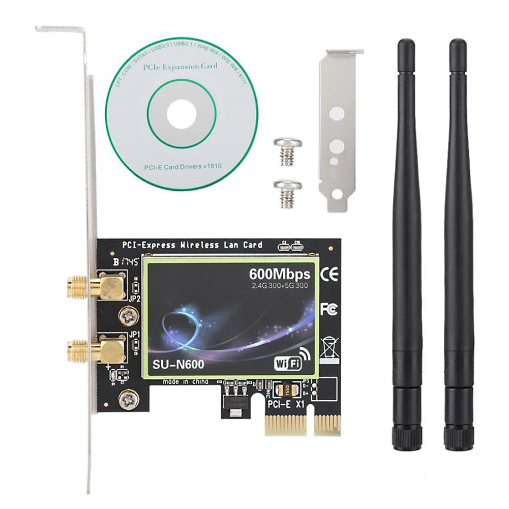 

Dual Band 600Mbps PCI-E Wireless Network Card 2.4G/5GHz PCI Express Gigabit Ethernet Adapter for Desktop Computer