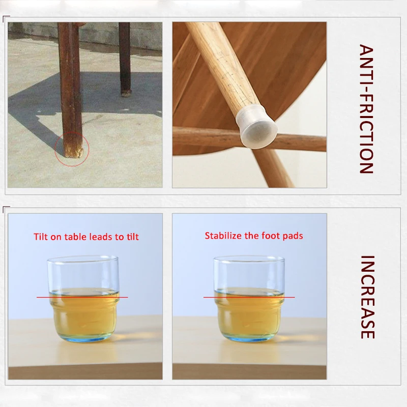 4 упаковки защитных чехлов для ножек стула силиконовые накладки из массива