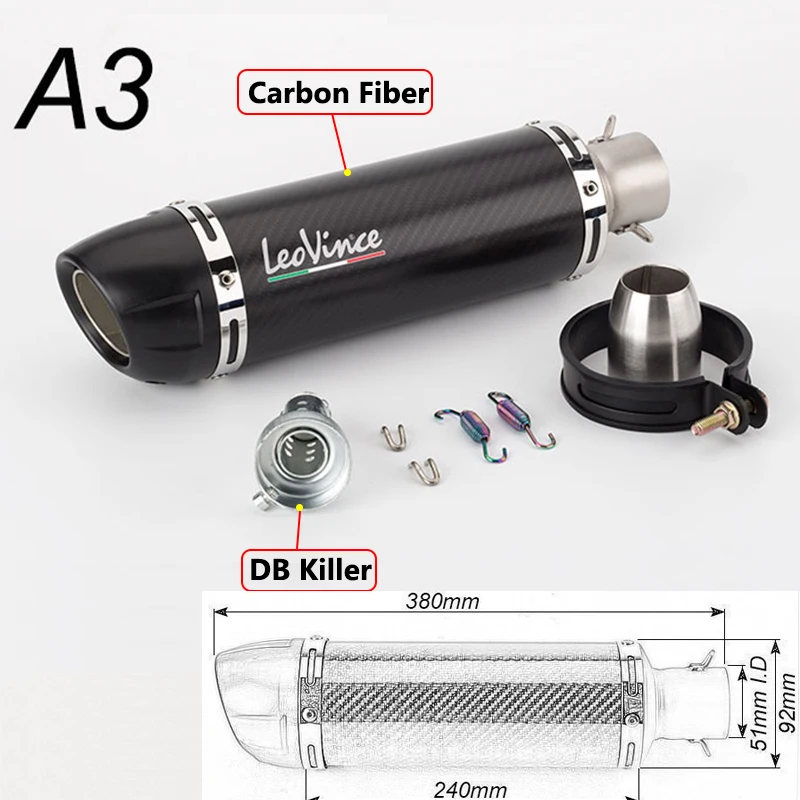 Мотоцикл выхлопной 51 мм Входной Универсальный мотоциклетный глушитель из