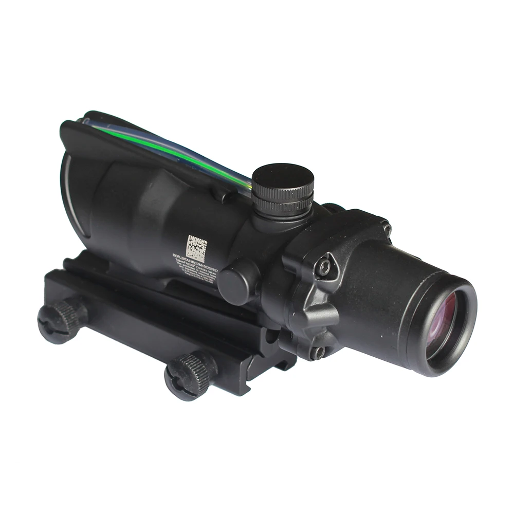 Охотничий Прицел ACOG 4X32 настоящий красный зеленый волоконный оптический прицел с подсветкой шеврон сетка тактический оптический прицел с