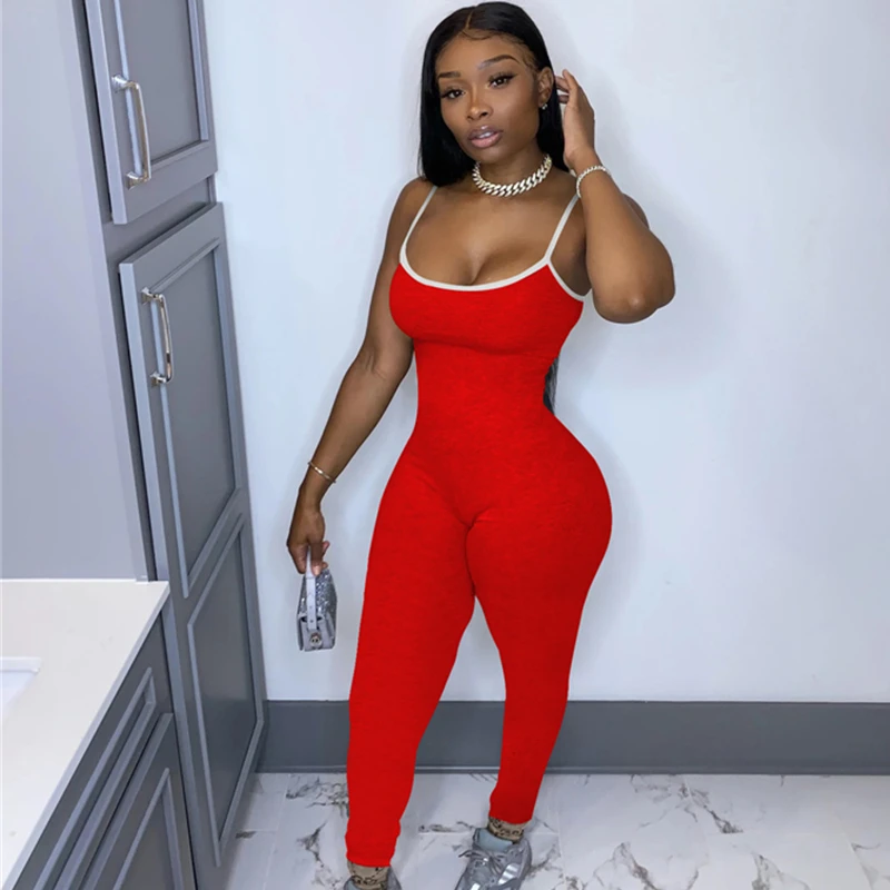 

Женский модный сексуальный однотонный комбинезон на бретелях