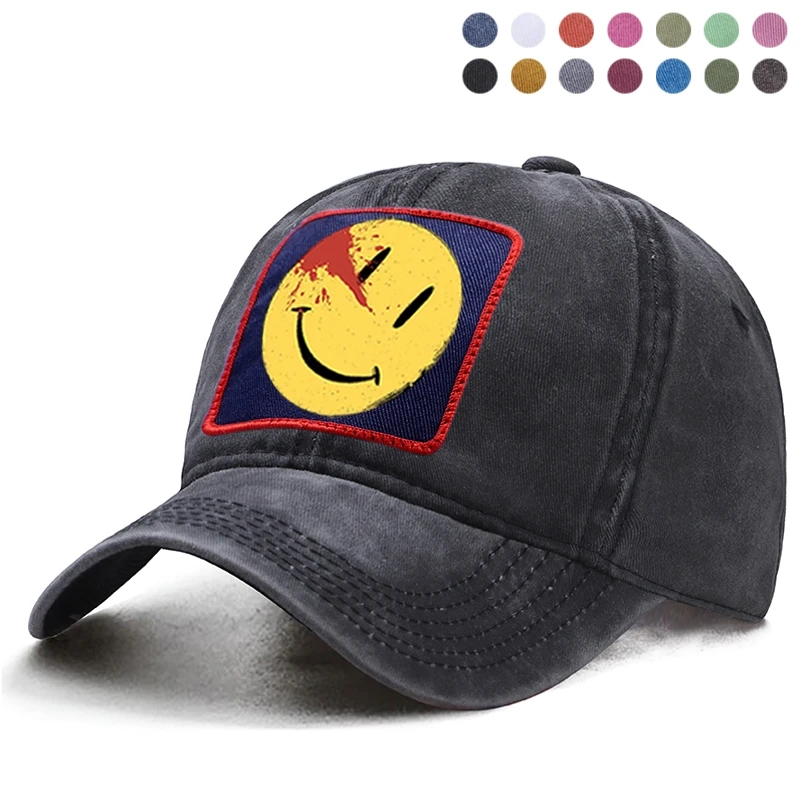 Бейсбольная кепка со смайликом для папы однотонная бейсболка с козырьком