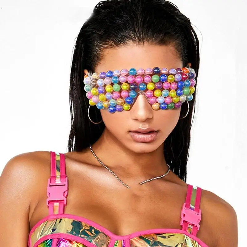 

Trendy Color Blinds Glasses Windproof Dustproof Waterproof Diamond-encrusted Impact-resistant Protective Handmade Sunglasse W1L8