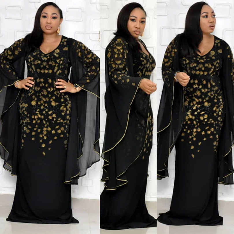 Новые африканские платья для женщин с вышивкой и блестками одежда в африканском