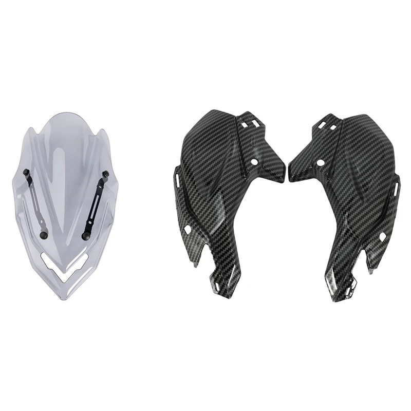 

2 Set Motorcycle Accessories: 1 Set Nose Cover Headlight Panel Fairing Cowl & 1 Pcs Windshield Windscreen With Bracket