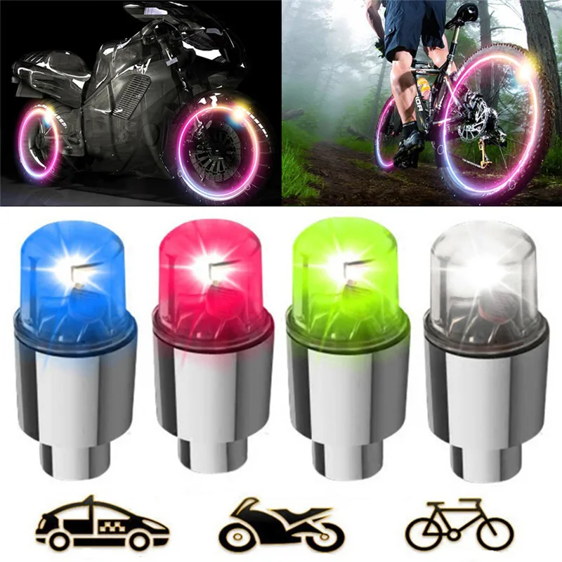 

2Pcs LED Car Bike Wheel Tire Tyre Valve Dust Cap Spoke Flash Lights Car Valve Stems & Caps Accessories