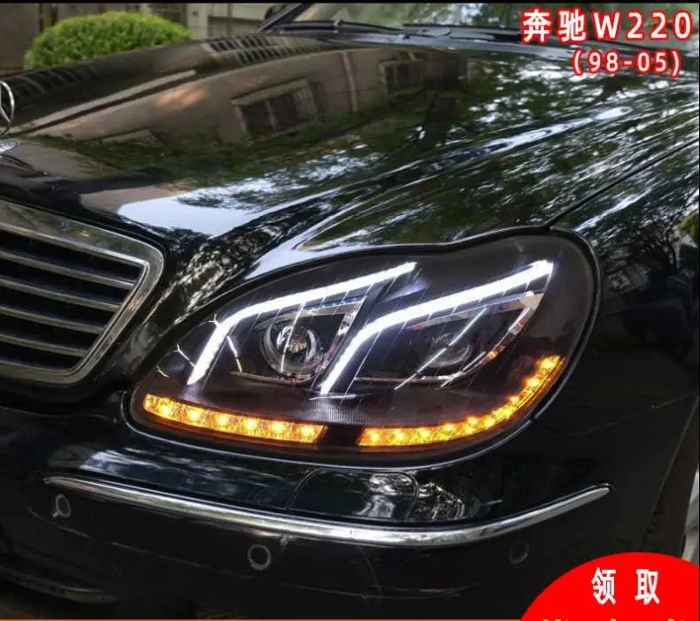 1 комплект 1998~ 2005 автомобильный бампер головной свет для Mercedes Benz w220 фара S280 S320 S350 S500 S600 светодиодный DRL скрытый туман для W220 фары
