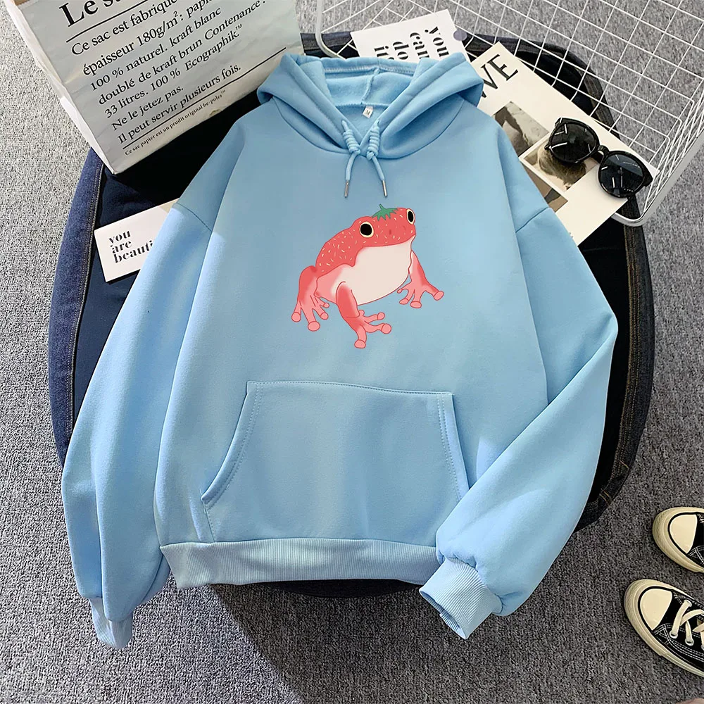 

Girls Women Frog Sweatshirt Oversized Clothes Harajuku Long Sleeve Hooded Kawaii Hoodie Pocket Pink Sweatshirts Korean Kawaii