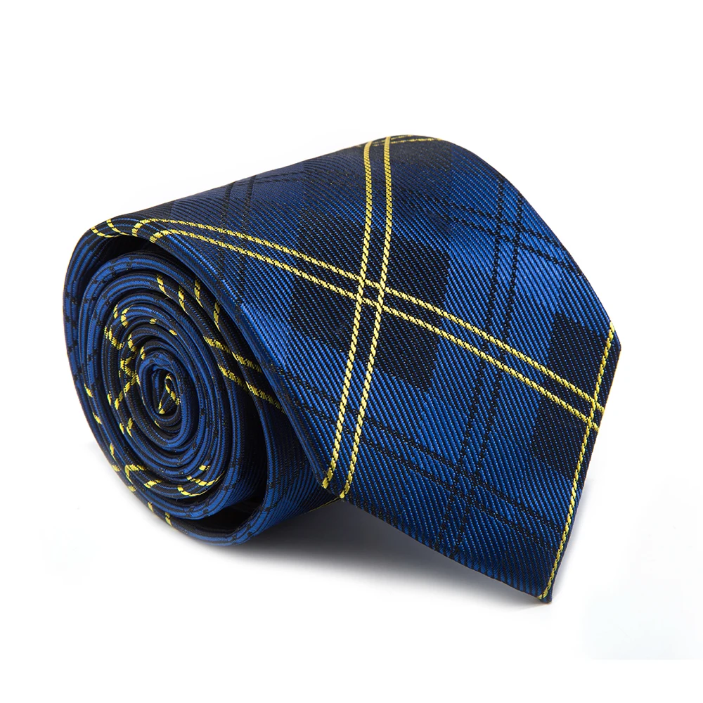

Men's fashion striped silk blue tie 0050
