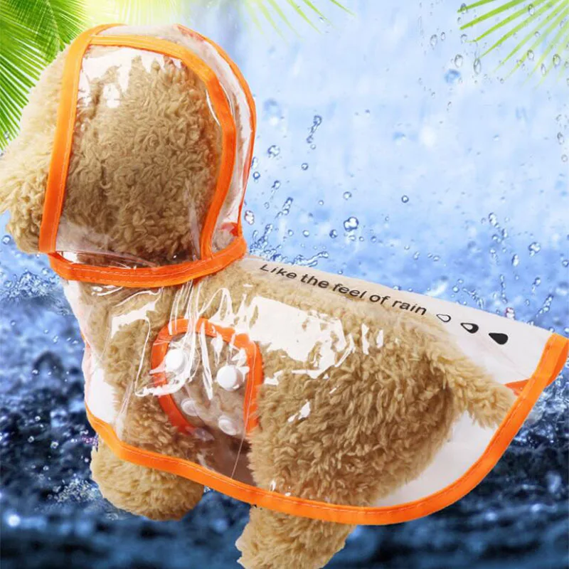 Outdoor Transparent Pet Dog Raincoat With Hood Waterproof Two Feet Puppy Rainwear Rainsuit Rain Cloak For Yorkshire Terrier | Дом и сад