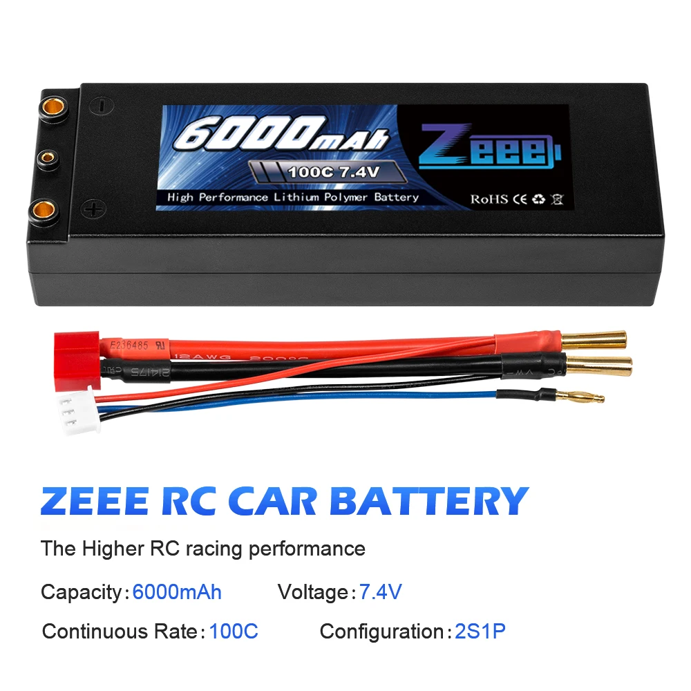 Zeee Lipo аккумулятор 6000mAh 7,4 V 100C 2S Lipo RC автомобильный аккумулятор с Deans T Plug 2S RC Lipo аккумулятор для автомобиля лодки грузовика Truggy багги