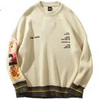 В стиле хип-хоп 2021 мужской свитер и пуловер уличная Ван Гога вязаных свитеров с вышивкой в виде в стиле ретро; В винтажном стиле; Сезон осень свитеры из хлопка