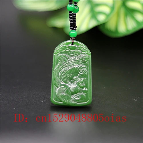 Натуральный зеленый китайский нефритовый Феникс кулон ожерелье Шарм жадеит