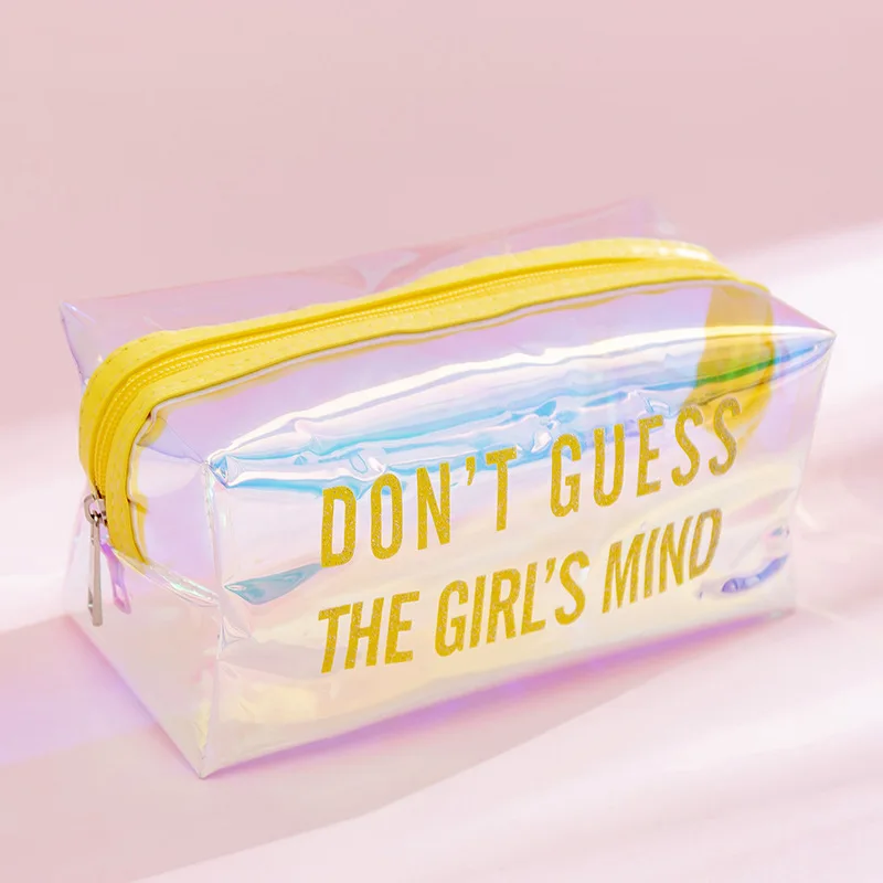

Kawaii Laser Transparent Pencil Cases Large Capacity Pencil Box Cosmetic Bag Cute Pen Case For Girls Stationery School Supplies