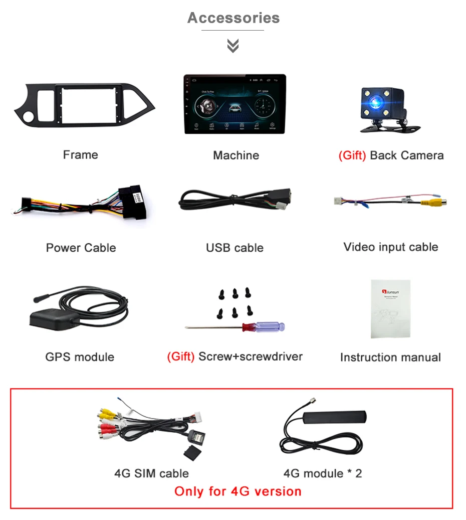 Junsun V1 2G+ 32G Android 9,0 для KIA Picanto 2011- Автомобильный Радио Мультимедиа Видео плеер навигация gps 2 din dvd