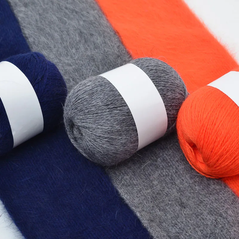 Hand-Woven Scarf Hat Fluffy Long Soft Thick Wool Tricot Yarn For Knitting Mohair Ball Crochet Cotton Down Mink Cashmere | Дом и сад