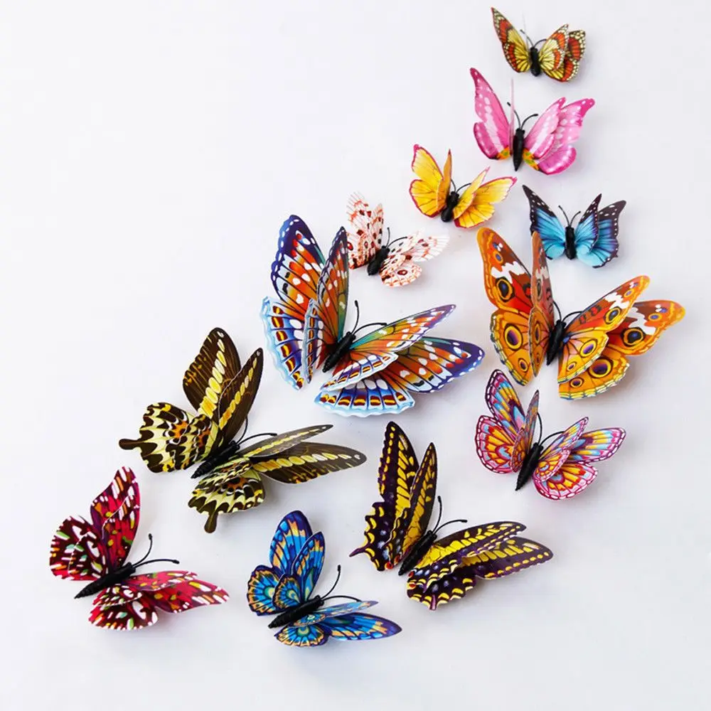 

12pcs Pvc 3d Butterfly Wall Decor Cute Butterflies Wall Stickers Art Decals Home Decoration Room Wall Art Design Decal Art Wall