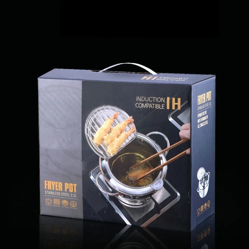 

Kitchen Stainless Steel Fryer Non-Stick Japanese Tempura Fryer Temperature Control Thermometer Kitchen Meal Bar Cooking Tools