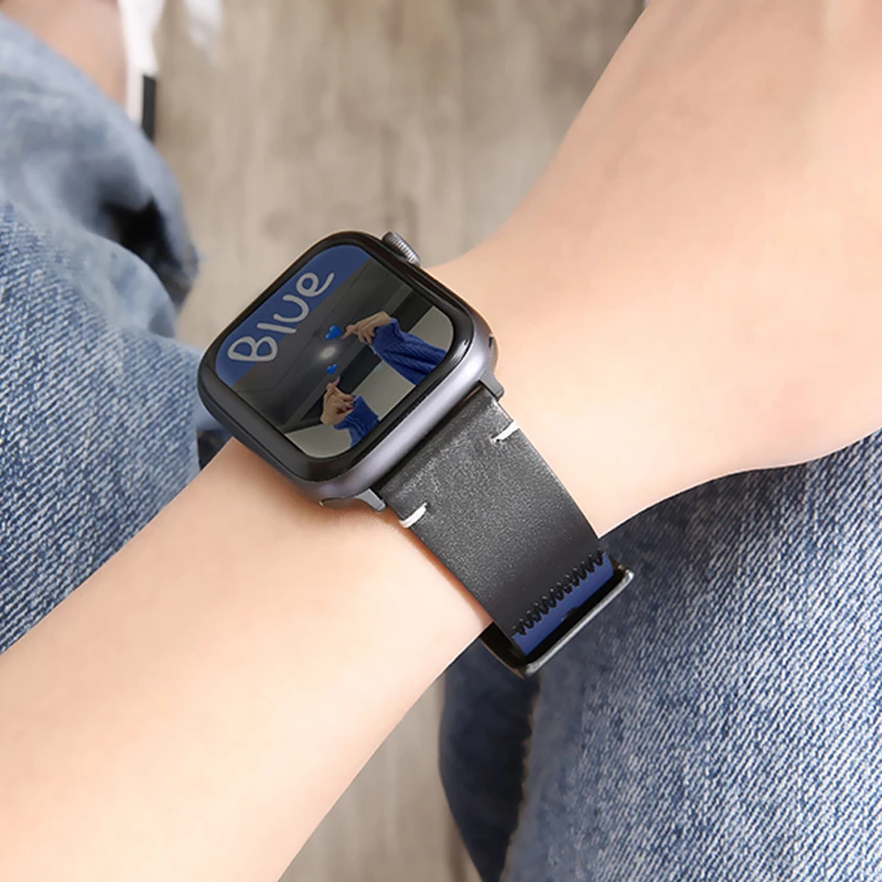 Ремешок из натуральной кожи для Apple watch band 44 мм 40 38 42 браслет наручных часов iwatch sries