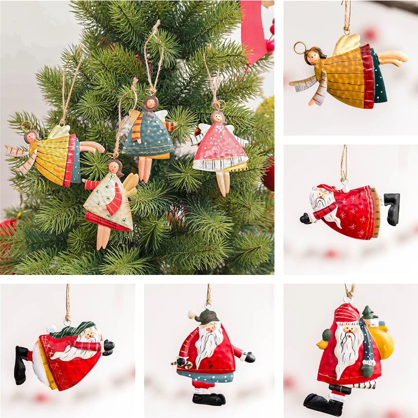 

Angel New Year Metal Christmas Ornaments Pendants Hanging Gifts Xmas Tree Decor Home Decoration santa claus adornos de navidad