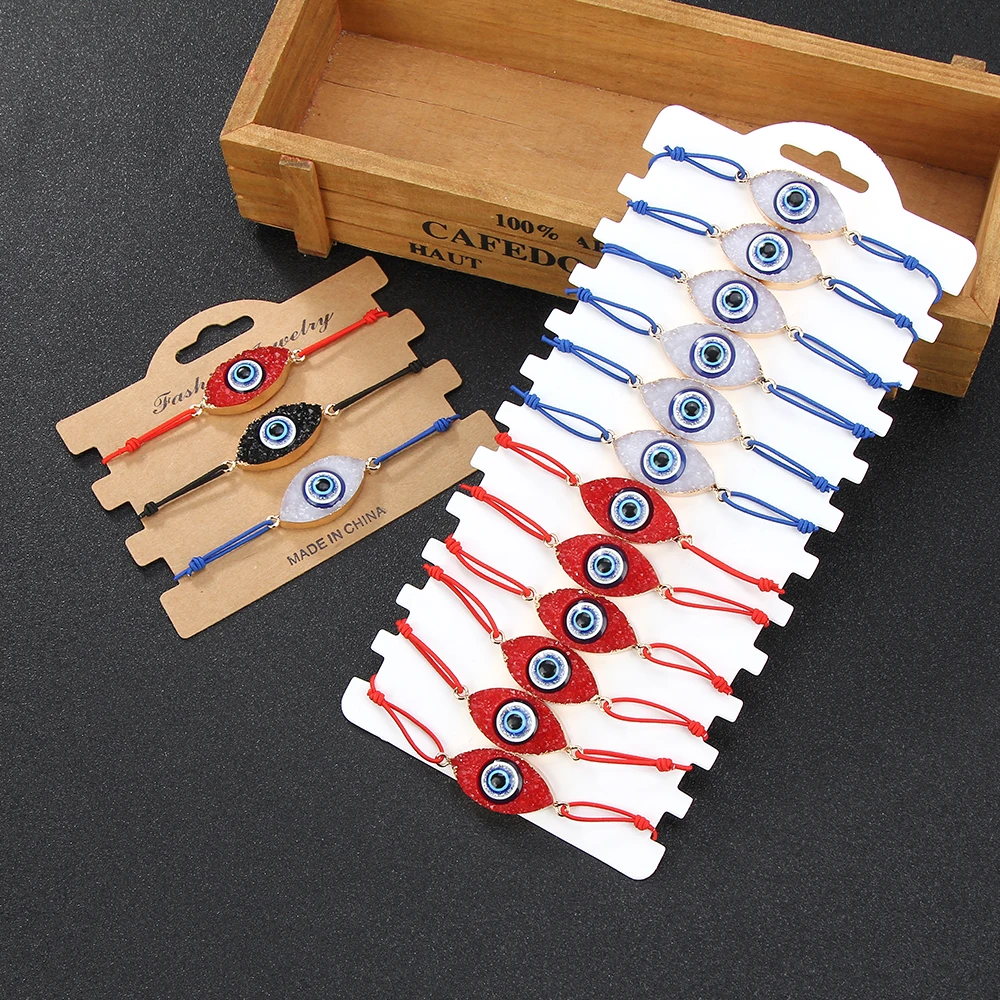 12 шт. в упаковке Турция сглаза браслет для женщин Плетеный Регулируемый Rope Chain