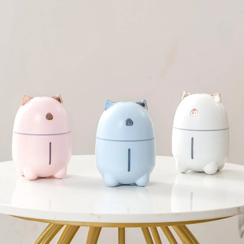280ml Cute Pig USB Air Humidifier with LED Lights Ultrasonic Car Humidifiers Mist Maker Mini Office Cartoon Purifier | Бытовая техника