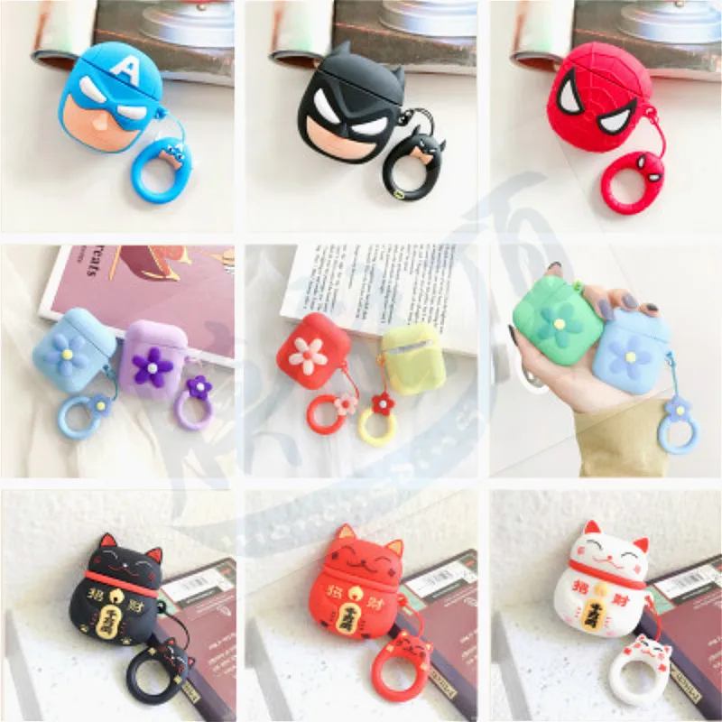 Силиконовый чехол для наушников s Apple защитный Airpods Super Hero мультяшный беспроводной