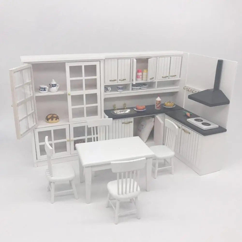 

Mini Doll House Kitchen Model Kit Accessories Toys Miniatures Dollhouse Diy Dollhouse Dinette Kitchen Wooden For Children K1Z8
