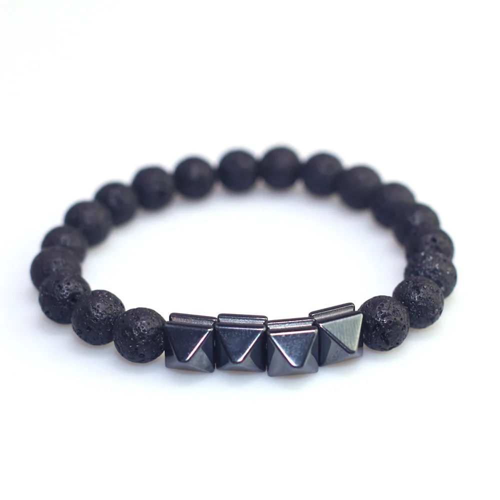 

Original Men's Black Series Beaded Hematite Bracelet Convex Men's Black Gallstone Cool Bracelet Punk New men Hematite Bracelet